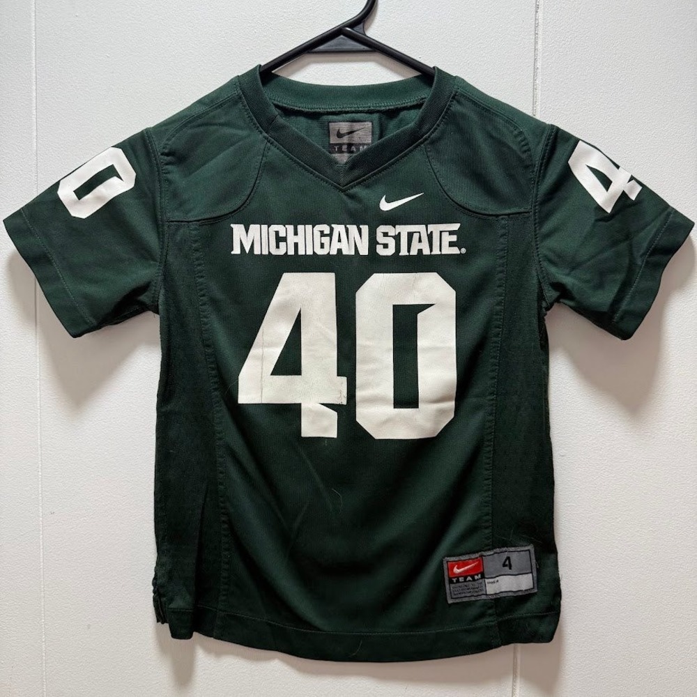 Nike Michigan State Spartans Kids Football Jersey Green White Size 4 Spartans 40